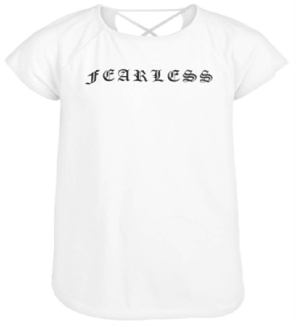 Camiseta estampada feminina Ideology Big, costas cruzadas, branca, tamanho médio