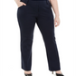 Calça Alfani Feminina Plus Tummy Control com Acabamento em Couro Sintético Azul Marinho Tamanho 26W