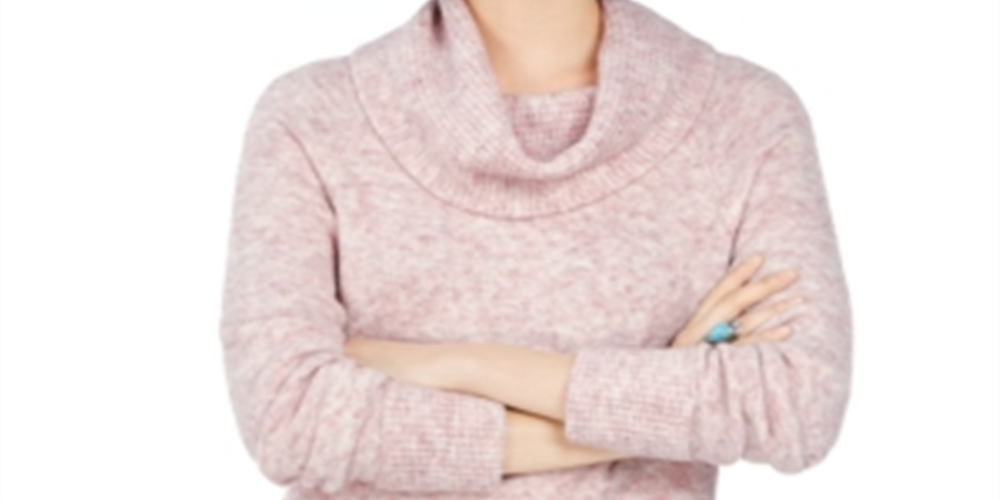Suéter feminino de malha waffle com gola alta estilo &amp; co, roxo, tamanho grande