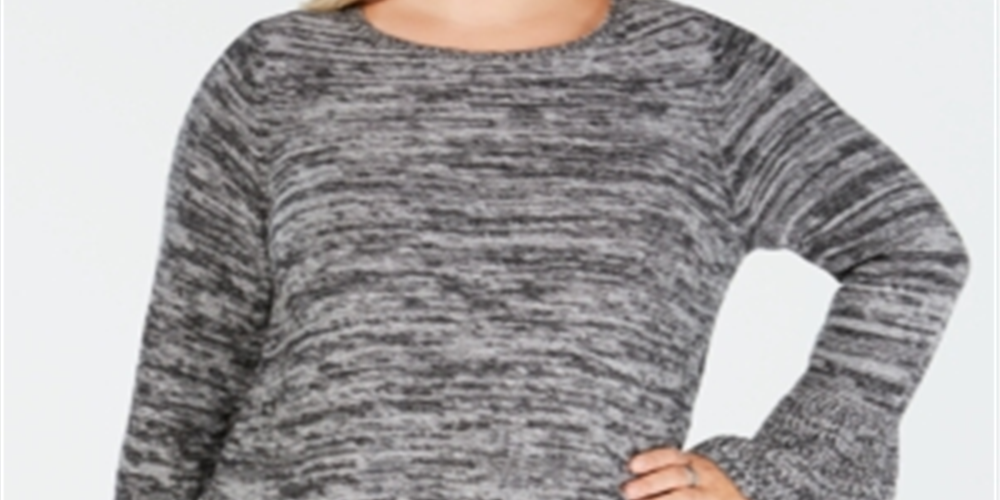 Suéter feminino plus size mesclado com babados e bainha cinza tamanho 1X da Style &amp; Co