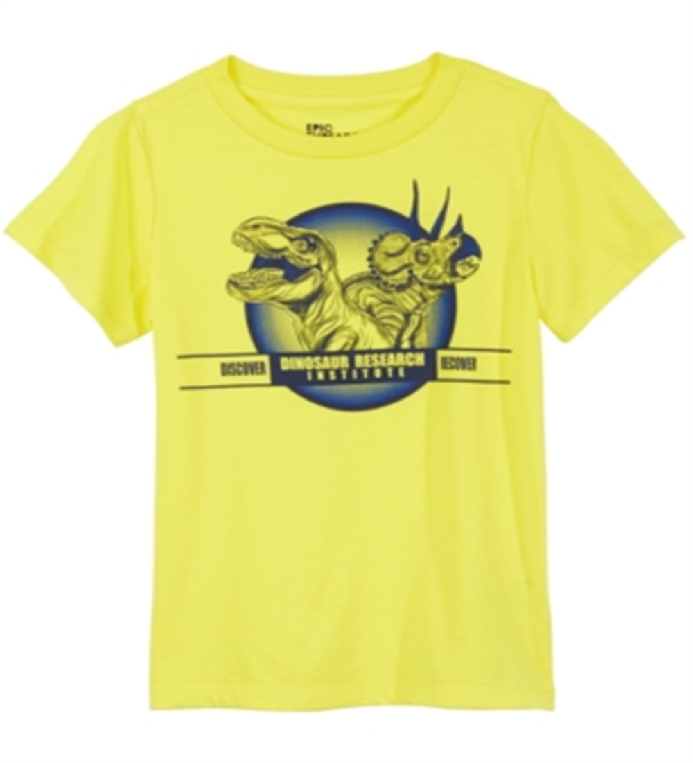 Camiseta infantil Epic Threads Little Boy's Dino Research, amarela, tamanho 7