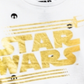 Camiseta infantil Star Wars com logotipo metálico para meninos, branca, tamanho 6