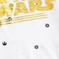 Camiseta infantil Star Wars com logotipo metálico para meninos, branca, tamanho 6