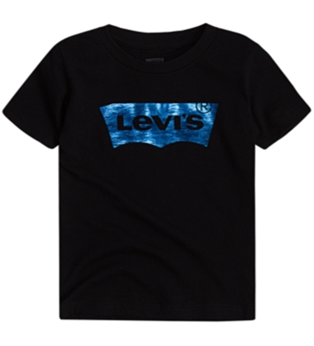 Camiseta gráfica Levi's Big Boy's Foil Batwing Logo, preta, tamanho 4T