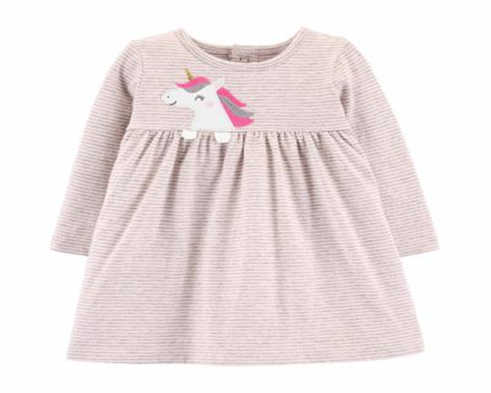 Vestido Babydoll Carter's Baby Girl Manga Longa Rosa Tamanho 24MOS
