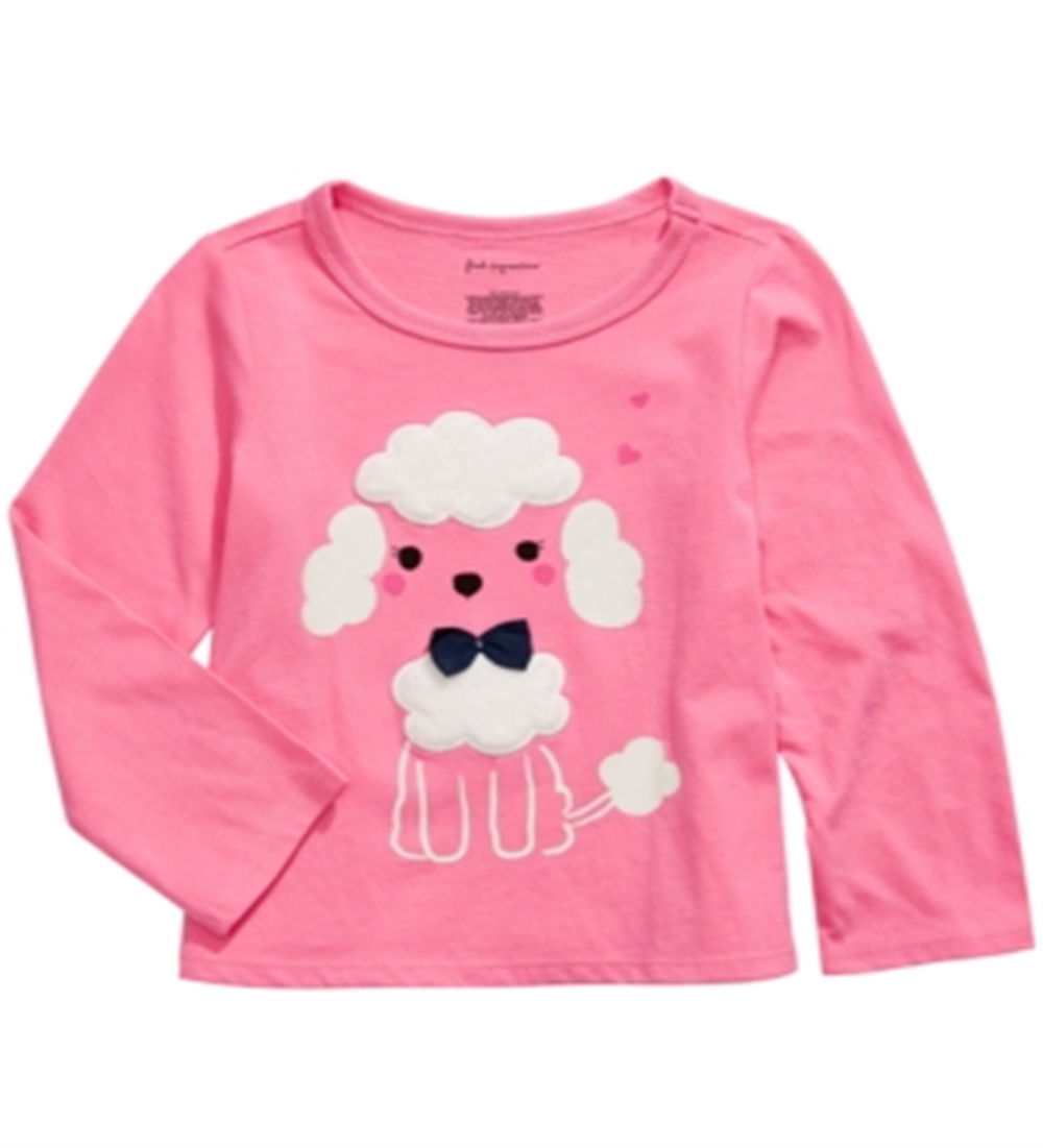 Camiseta Poodle de algodão manga comprida First Impressions para bebê menina, rosa, tamanho 3-6 meses