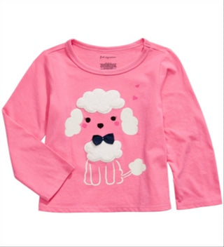 Camiseta Poodle de algodão manga comprida First Impressions para bebê menina, rosa, tamanho 3-6 meses
