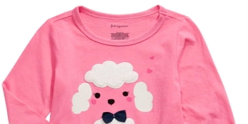 Camiseta Poodle de algodão manga comprida First Impressions para bebê menina, rosa, tamanho 3-6 meses