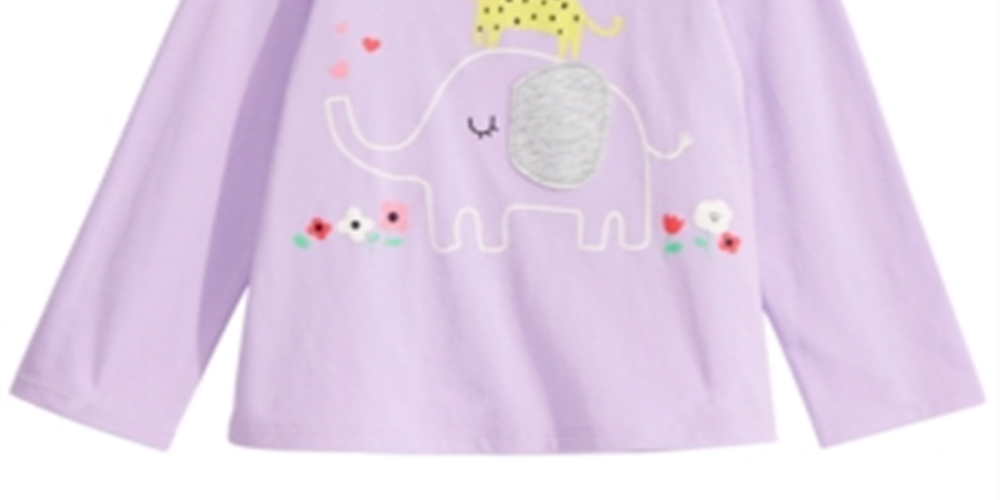 Camiseta manga longa elefante para bebê menina First Impressions, roxa, tamanho 18 meses