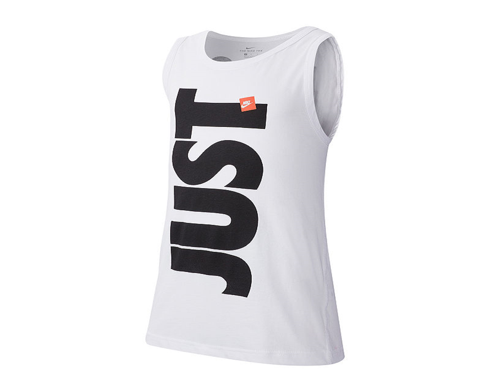 Camiseta regata Nike Sportswear Just Do It Graphic para meninos, branca, tamanho X-G