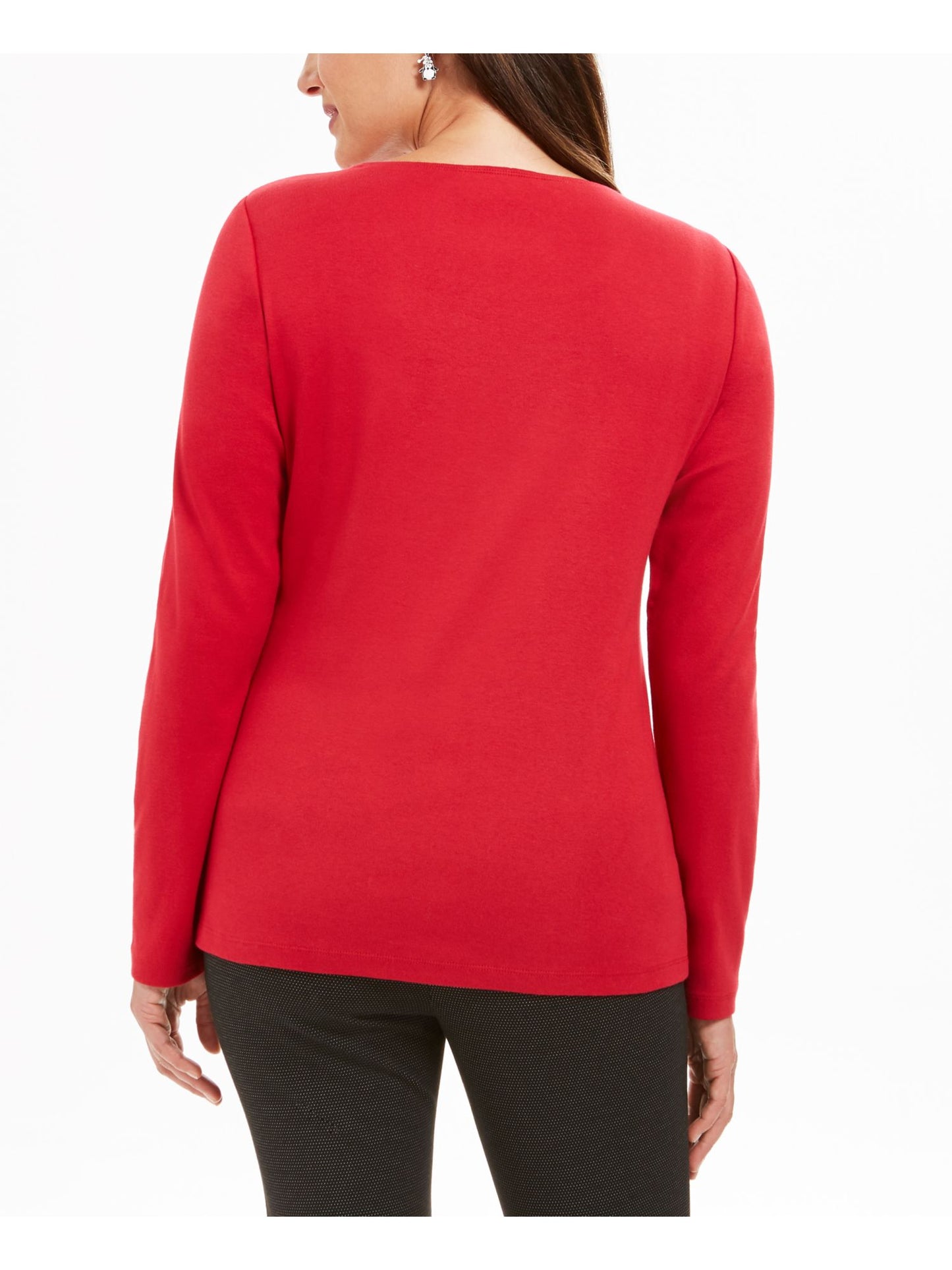 Karen Scott Blusa Feminina Manga Longa Gola Redonda Estampada Tamanho Pequeno Grande