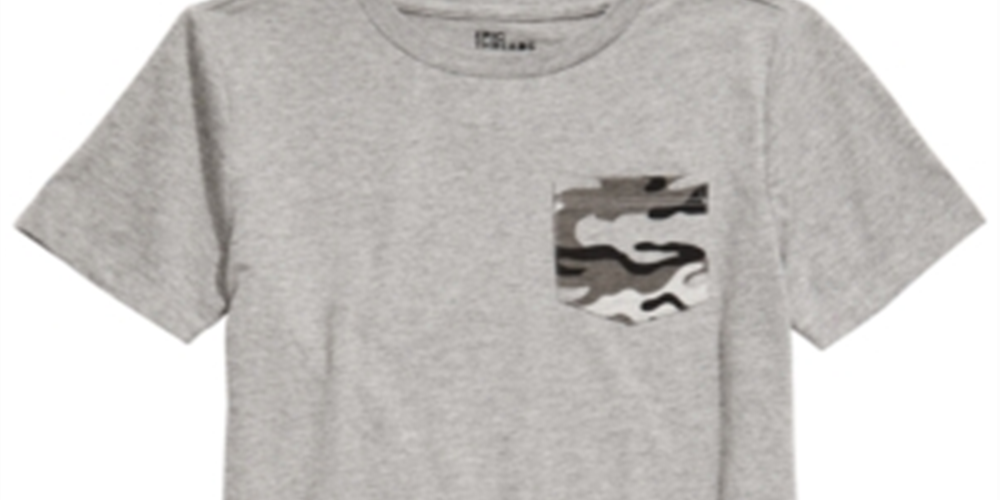 Camiseta camuflada com bolso para meninos Epic Threads, cinza, tamanho 6