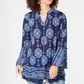 Túnica feminina com estampa de renda e manga sino, estilo &amp; co, azul, tamanho extrapequeno