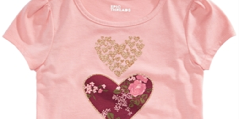 Camiseta infantil Epic Threads Little Girl's Hearts, rosa, tamanho 6