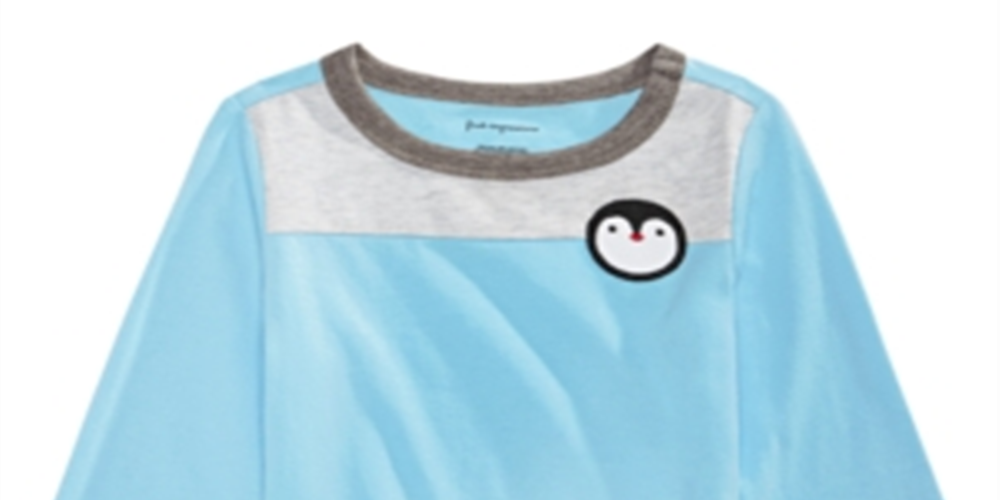 Camiseta infantil com estampa de pinguim e blocos de cores First Impressions, azul, tamanho 3T
