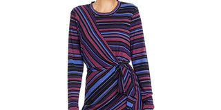 Vestido casual listrado Parker feminino, roxo, tamanho pequeno