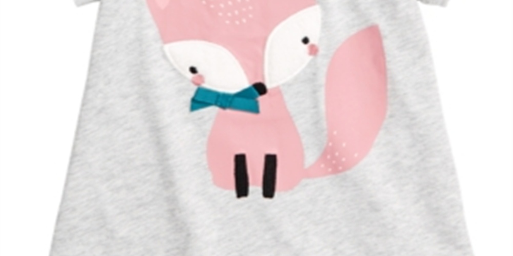 Camiseta infantil Fox para meninas First Impressions, cinza, tamanho 6-9 meses