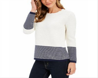 Suéter canelado feminino Charter Club, branco, tamanho pequeno G