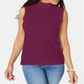 Karen Scott Blusa Feminina Gola Falsa Sem Mangas Outono Berry Tamanho Grande