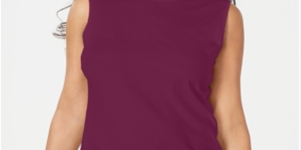 Karen Scott Blusa Feminina Gola Falsa Sem Mangas Outono Berry Tamanho Grande