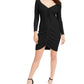 Vestido de coquetel franzido mini Tamris da Guss para mulheres, preto, tamanho grande