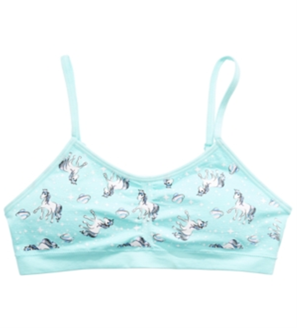 Maidenform Little &amp; Big Girl's Unicorn Print Sutiã Cropped Franzido Azul Tamanho Grande