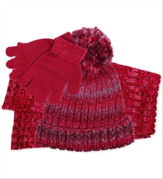 Conjunto de 3 peças de gorro, cachecol e luvas Fab Big Girl's, rosa, tamanho único