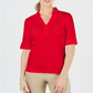 Karen Scott Top Feminino de Algodão com Gola Johnny Vermelho Tamanho Grande