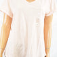 Camiseta feminina estilo &amp; co, decote em V, manga curta, algodão, bolsos, rosa, tamanho pequeno