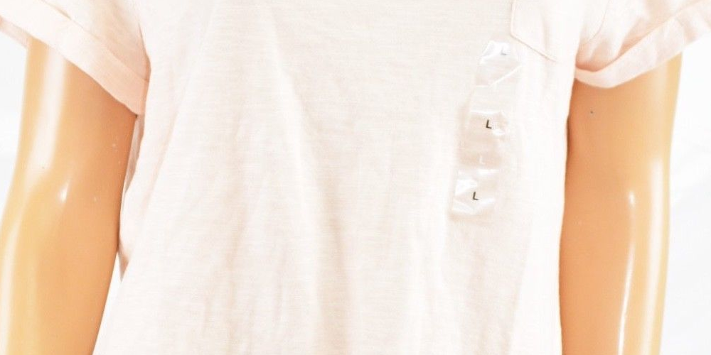 Camiseta feminina estilo &amp; co, decote em V, manga curta, algodão, bolsos, rosa, tamanho pequeno