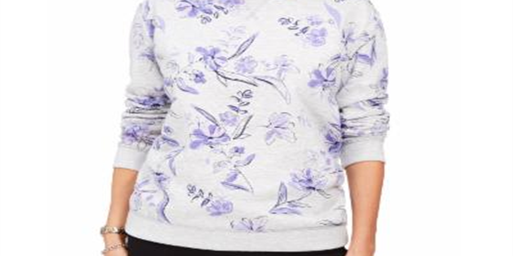 Karen Scott Moletom Feminino de Lã com Estampa Floral Roxo Tamanho X-G