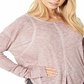 Camiseta feminina Free People Lay Up, roxa, tamanho grande