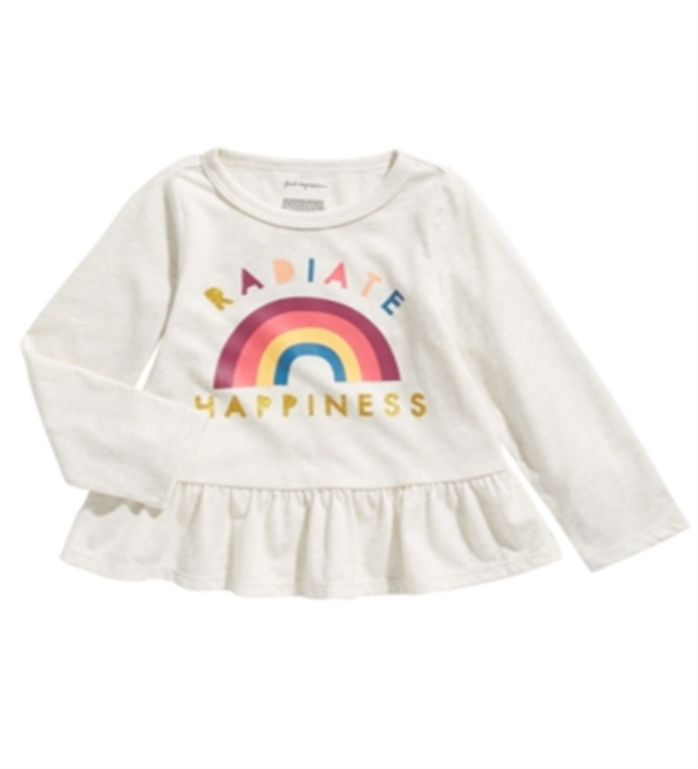 Camiseta Peplum Felicidade para Meninas First Impressions, Cinza, Tamanho 4T