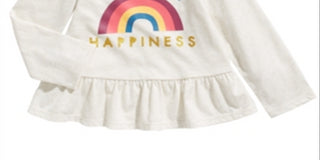 Camiseta Peplum Felicidade para Meninas First Impressions, Cinza, Tamanho 4T