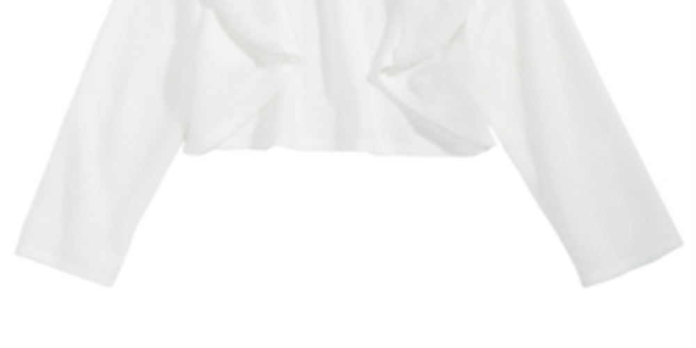 Cardigan com acabamento em pele sintética e corações de lantejoulas para meninas grandes, tamanho médio, branco