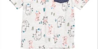 Camiseta infantil com estampa de floresta e bolso First Impressions, cinza, tamanho 4T