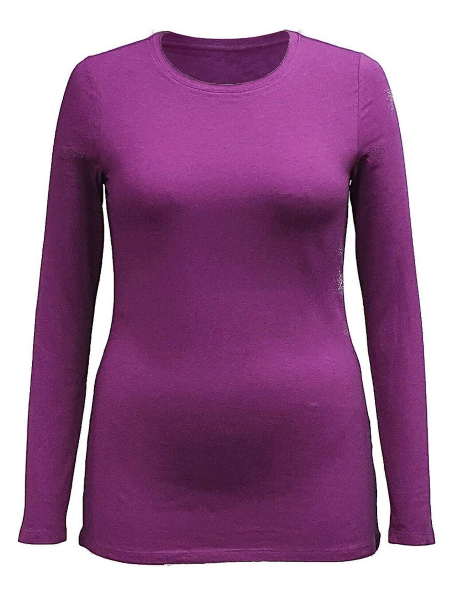 Camiseta feminina de manga comprida com gola redonda e estampa de joias, estilo &amp; co, roxa, tamanho médio