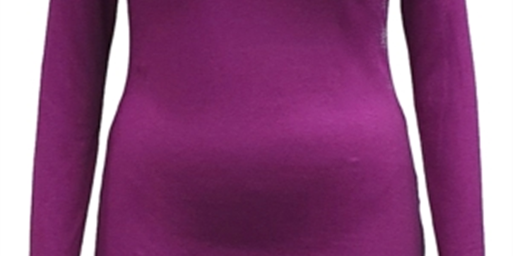 Camiseta feminina de manga comprida com gola redonda e estampa de joias, estilo &amp; co, roxa, tamanho médio