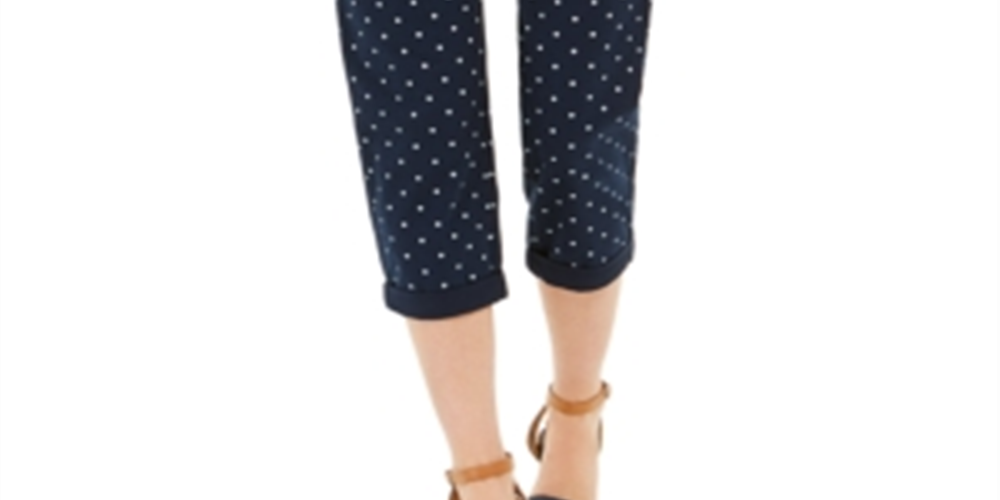Calça Capri Chino de Bolinhas Feminina Style &amp; Co Azul Tamanho 6