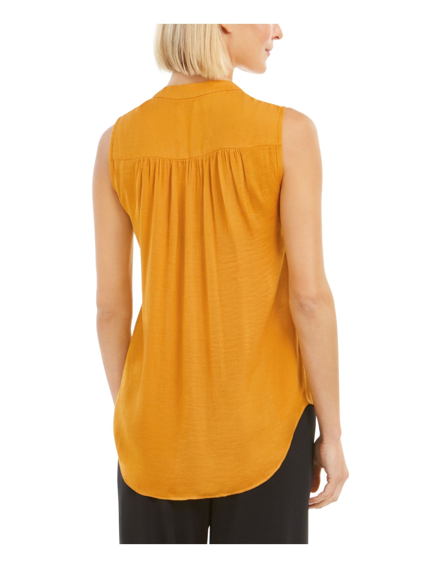 Blusa feminina sem mangas com decote em V Alfani, amarela, tamanho médio