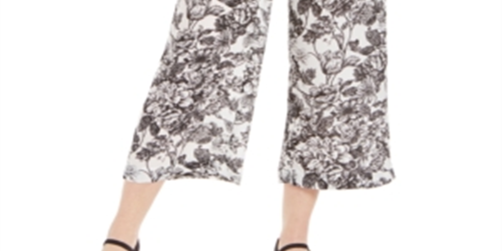 Calça feminina Charter Club com bolsos, curta, cintura média, estampada, perna larga, branca, tamanho XX-G