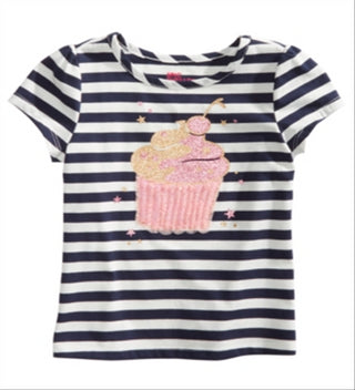 Epic Threads Toddler Girl's Striped Cupcake T-Shirt White Size 3T