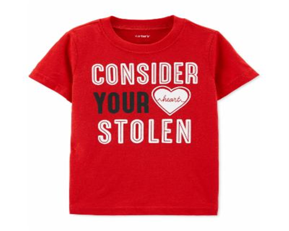 Camiseta Carter's Infantil Menino Estampa Coração Algodão Vermelha Tamanho 2T