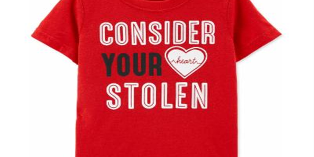 Camiseta Carter's Infantil Menino Estampa Coração Algodão Vermelha Tamanho 2T