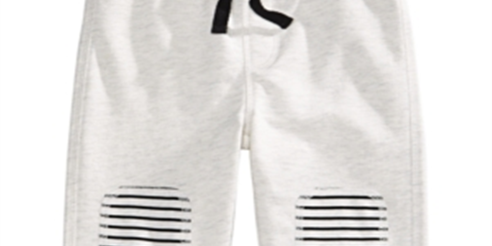 Calça jogger com remendo no joelho para bebê First Impressions, branca, tamanho 24 MOS
