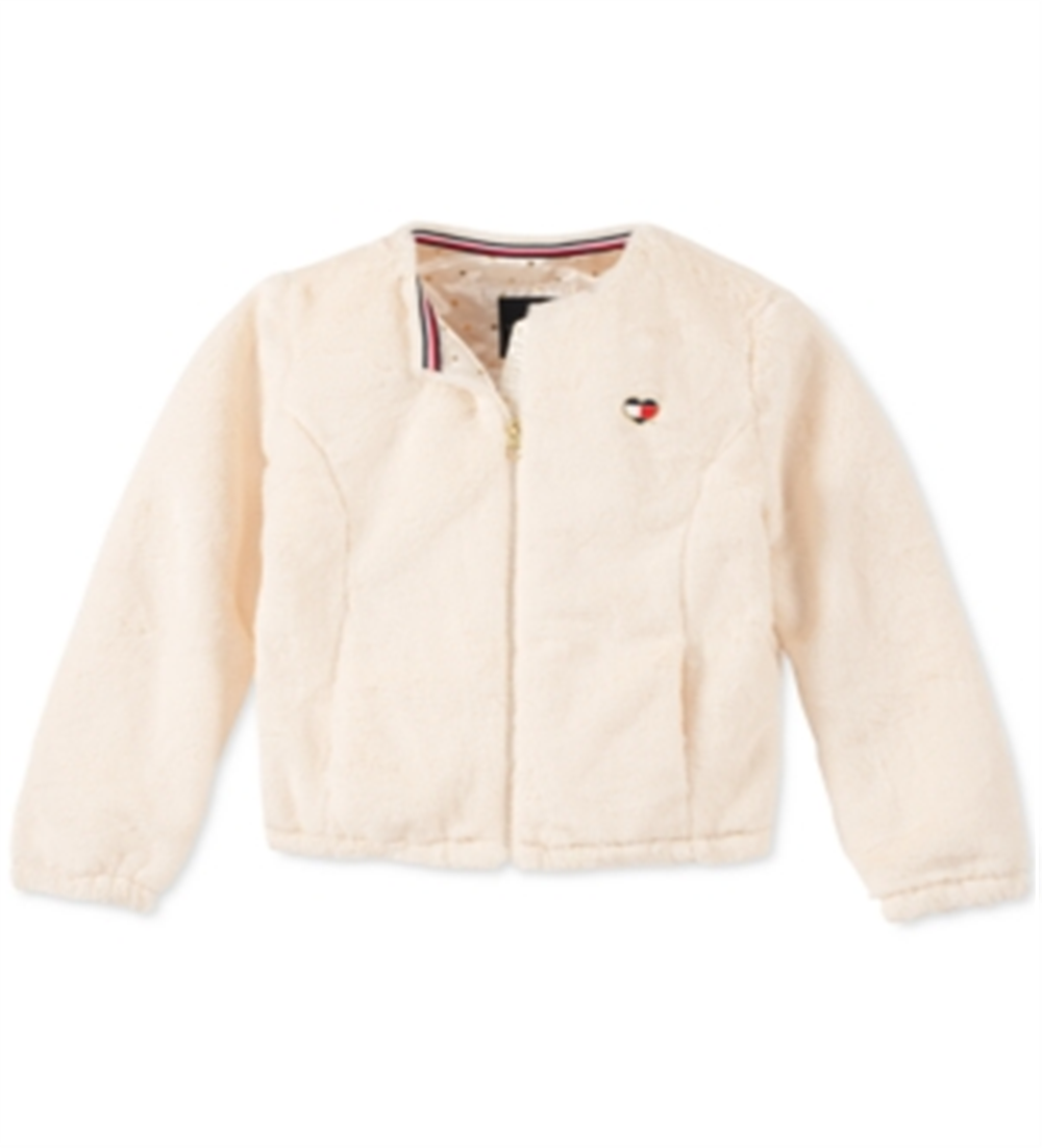 Jaqueta de pele sintética Tommy Hilfiger para meninas, tamanho 3T, marrom