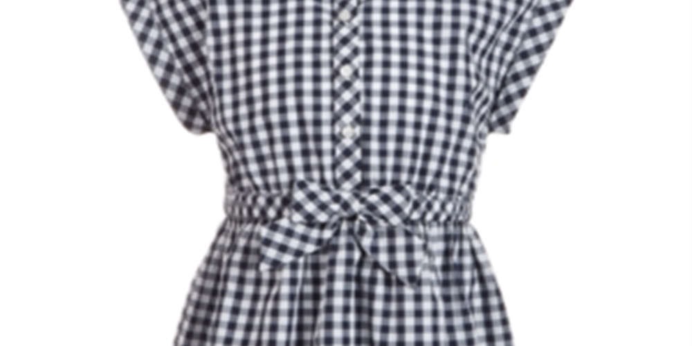 Vestido xadrez branco tamanho 5 da Charter Club para meninas, mamãe e eu
