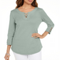Camiseta feminina Karen Scott de algodão com cadarço Aqua Chill tamanho P