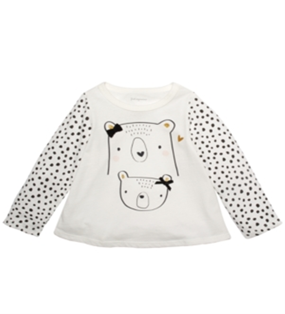 Camiseta infantil First Impressions Cotton Bears para meninas, branca, tamanho 2T