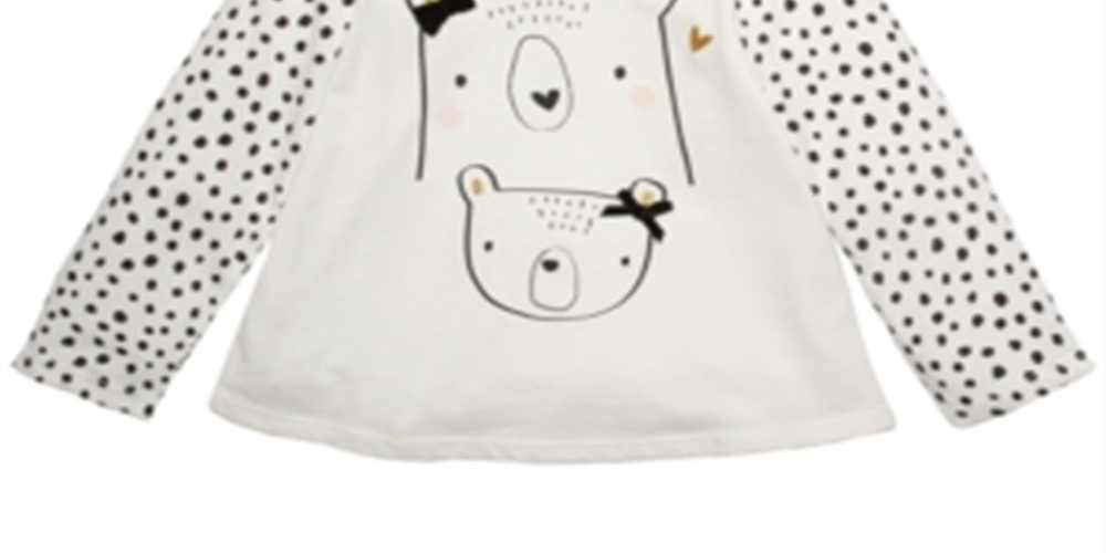 Camiseta infantil First Impressions Cotton Bears para meninas, branca, tamanho 2T